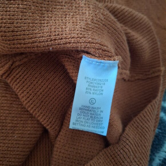 CYRUS Rayon Blend Tunic Top - Chic Orange-Brown Knit - Women's XL - Picture 5 of 5